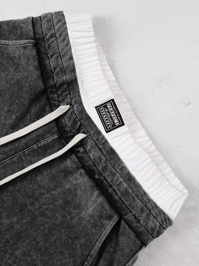 Men's Casual Loose Black Double-Waist Long Pants